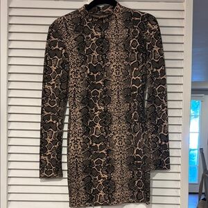 Boohoo Black and Tan Animal Print Dress